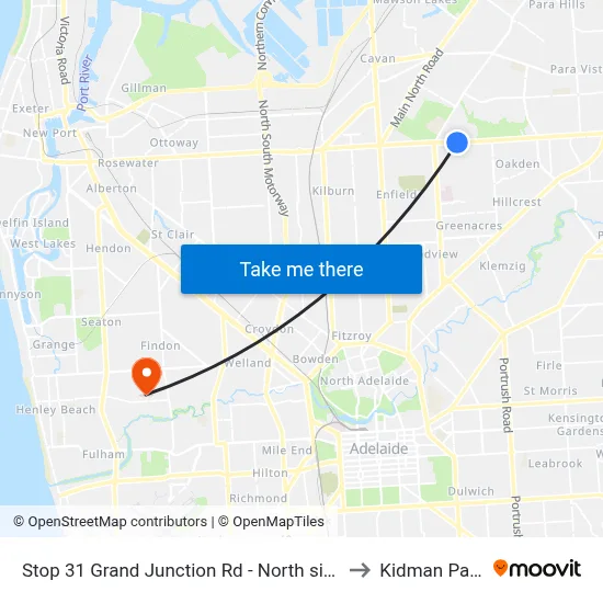 Stop 31 Grand Junction Rd - North side to Kidman Park map