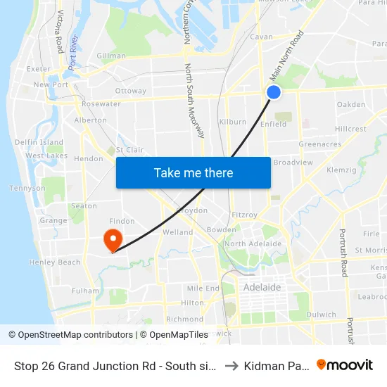 Stop 26 Grand Junction Rd - South side to Kidman Park map