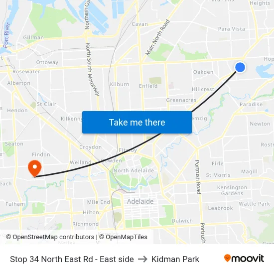 Stop 34 North East Rd - East side to Kidman Park map