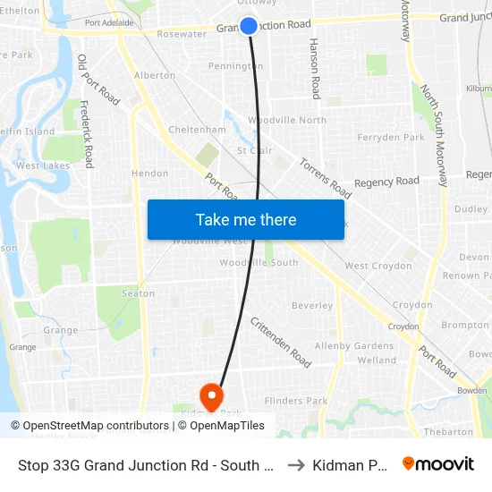 Stop 33G Grand Junction Rd - South side to Kidman Park map