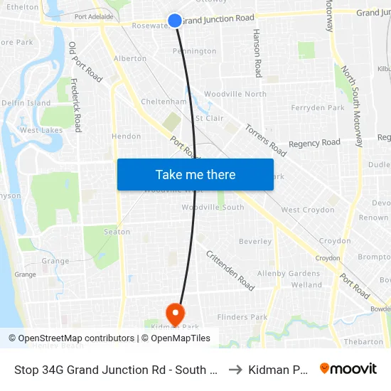 Stop 34G Grand Junction Rd - South side to Kidman Park map