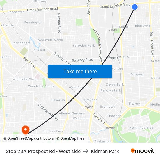 Stop 23A Prospect Rd - West side to Kidman Park map