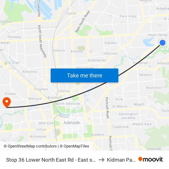 Stop 36 Lower North East Rd - East side to Kidman Park map