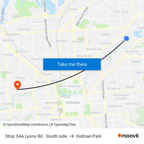 Stop 34A Lyons Rd - South side to Kidman Park map