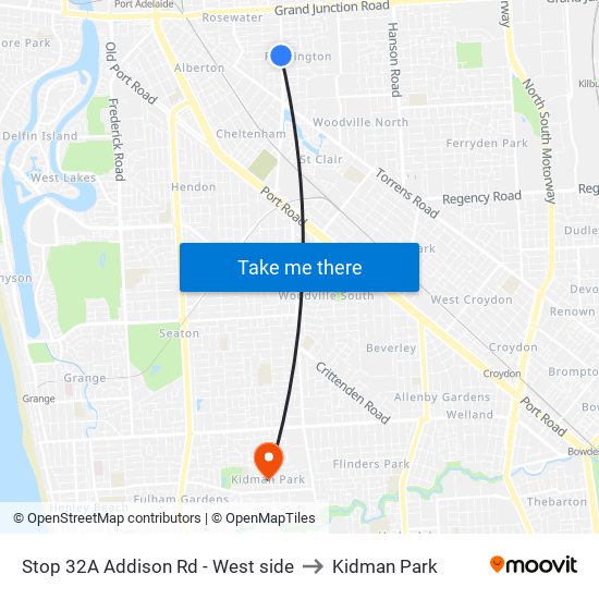 Stop 32A Addison Rd - West side to Kidman Park map