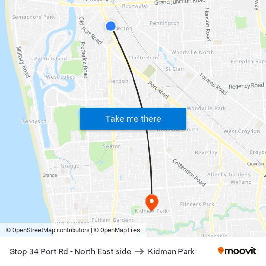 Stop 34 Port Rd - North East side to Kidman Park map