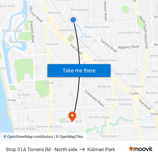 Stop 31A Torrens Rd - North side to Kidman Park map