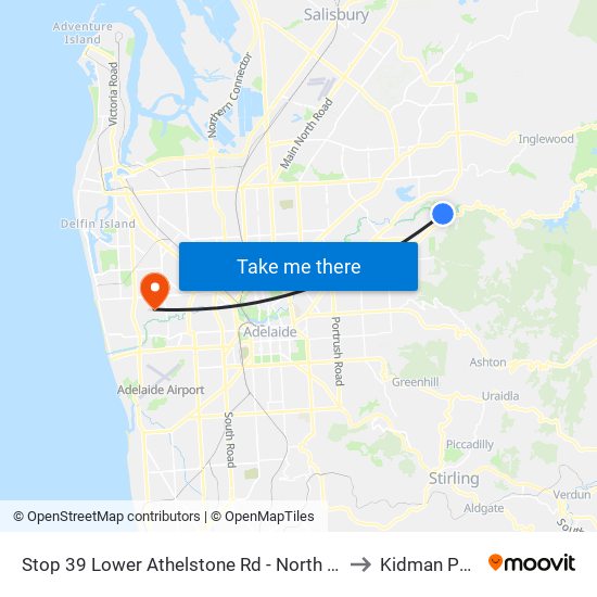 Stop 39 Lower Athelstone Rd - North side to Kidman Park map