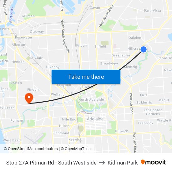 Stop 27A Pitman Rd - South West side to Kidman Park map