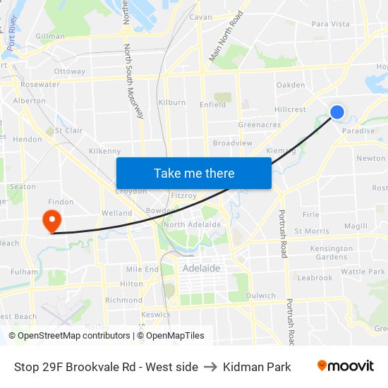 Stop 29F Brookvale Rd - West side to Kidman Park map