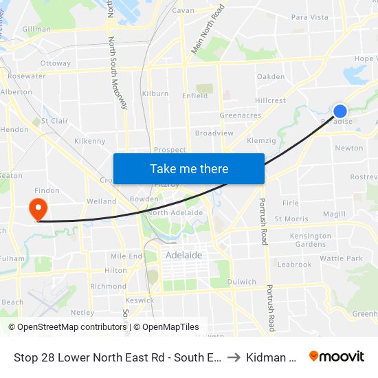 Stop 28 Lower North East Rd - South East side to Kidman Park map