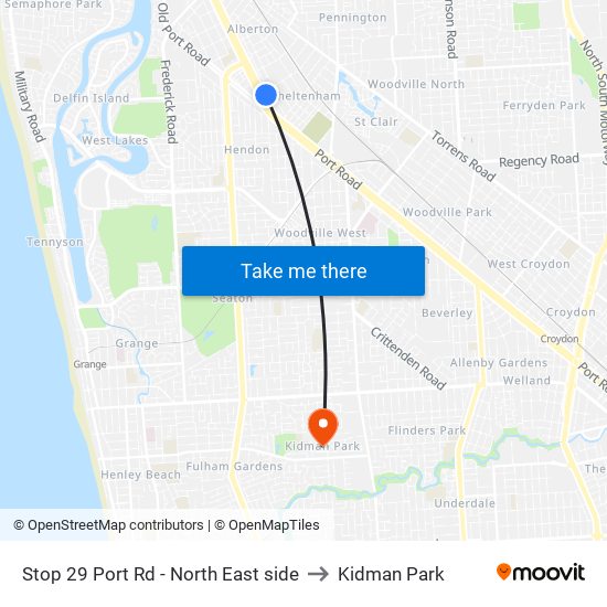 Stop 29 Port Rd - North East side to Kidman Park map