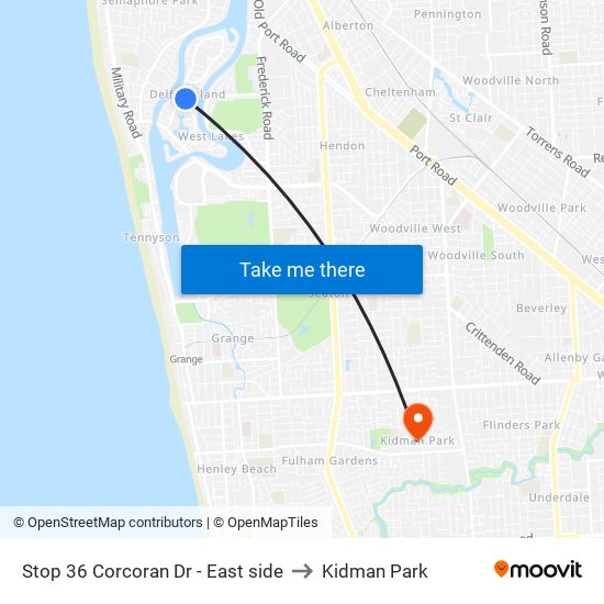 Stop 36 Corcoran Dr - East side to Kidman Park map