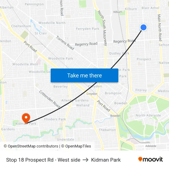 Stop 18 Prospect Rd - West side to Kidman Park map