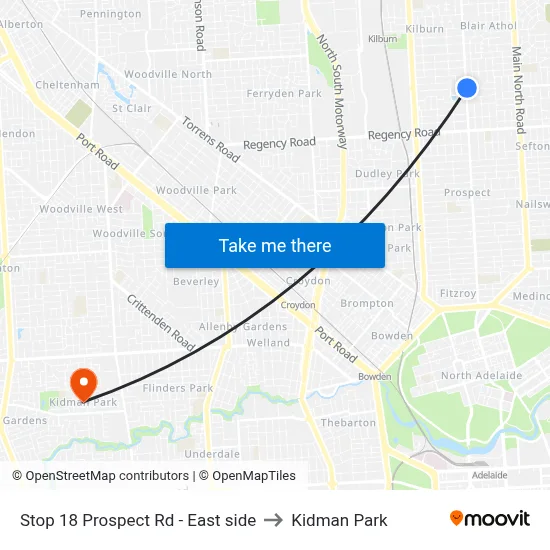 Stop 18 Prospect Rd - East side to Kidman Park map