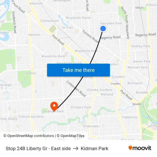 Stop 24B Liberty Gr - East side to Kidman Park map
