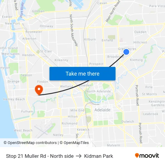 Stop 21 Muller Rd - North side to Kidman Park map