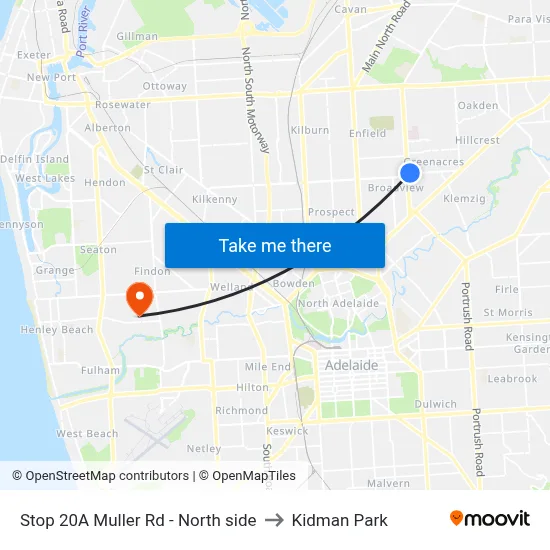 Stop 20A Muller Rd - North side to Kidman Park map