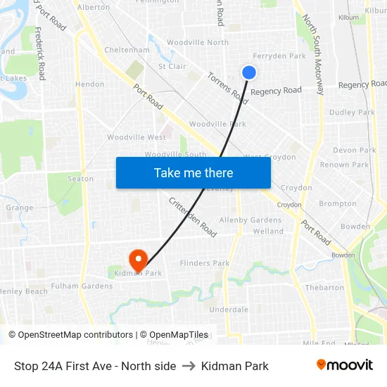Stop 24A First Ave - North side to Kidman Park map