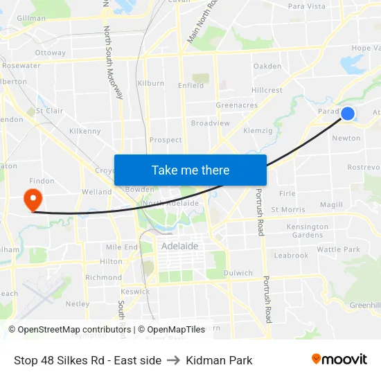 Stop 48 Silkes Rd - East side to Kidman Park map