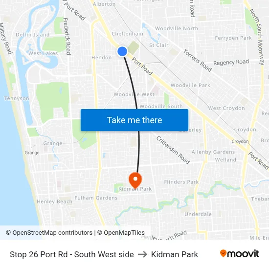 Stop 26 Port Rd - South West side to Kidman Park map