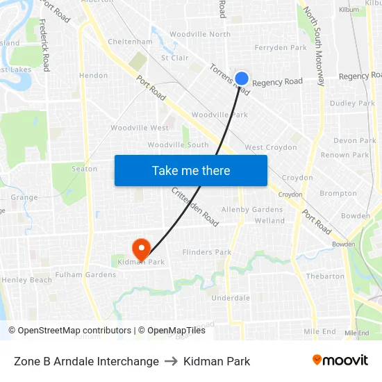 Zone B Arndale Interchange to Kidman Park map