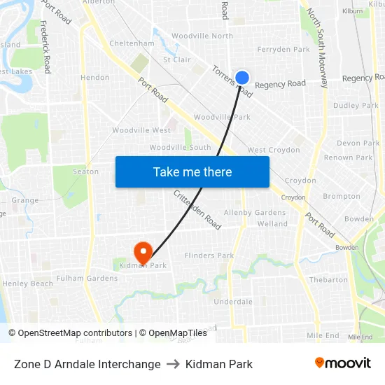 Zone D Arndale Interchange to Kidman Park map