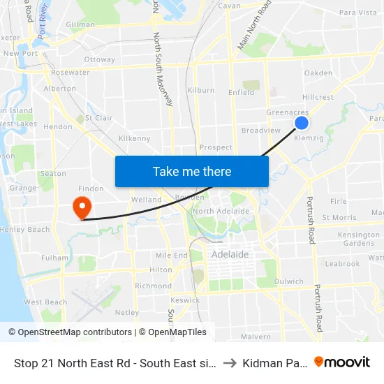 Stop 21 North East Rd - South East side to Kidman Park map