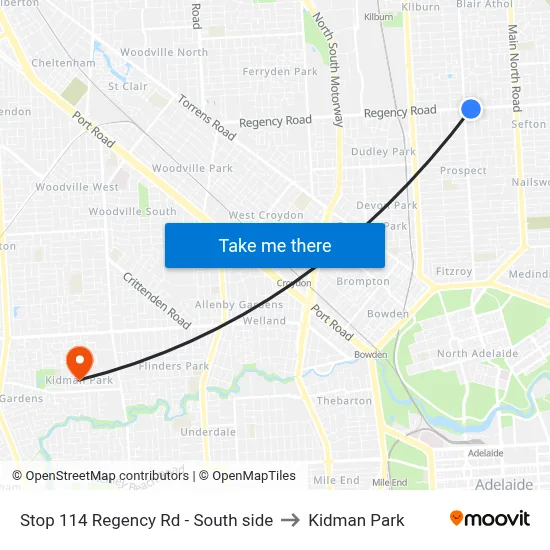 Stop 114 Regency Rd - South side to Kidman Park map