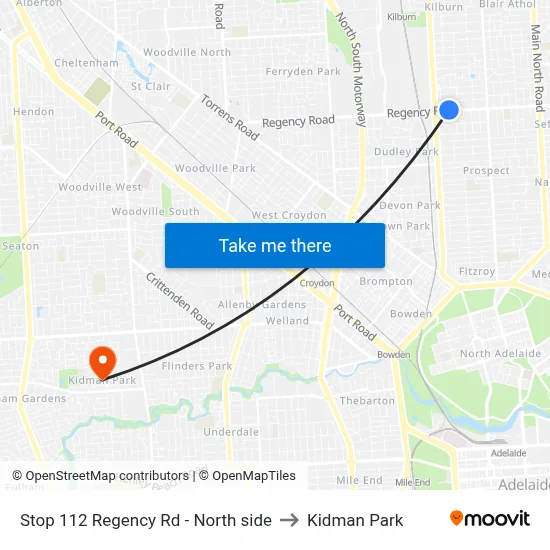 Stop 112 Regency Rd - North side to Kidman Park map