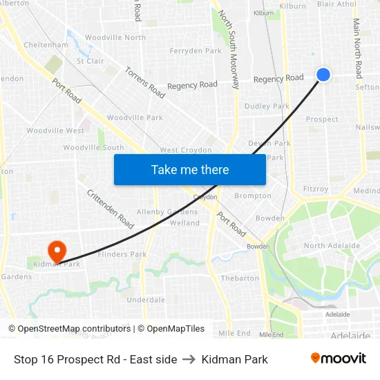 Stop 16 Prospect Rd - East side to Kidman Park map