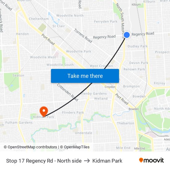 Stop 17 Regency Rd - North side to Kidman Park map