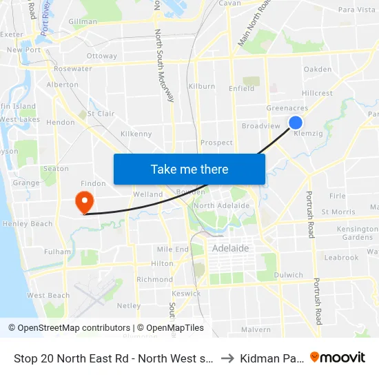 Stop 20 North East Rd - North West side to Kidman Park map
