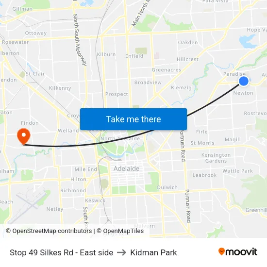 Stop 49 Silkes Rd - East side to Kidman Park map