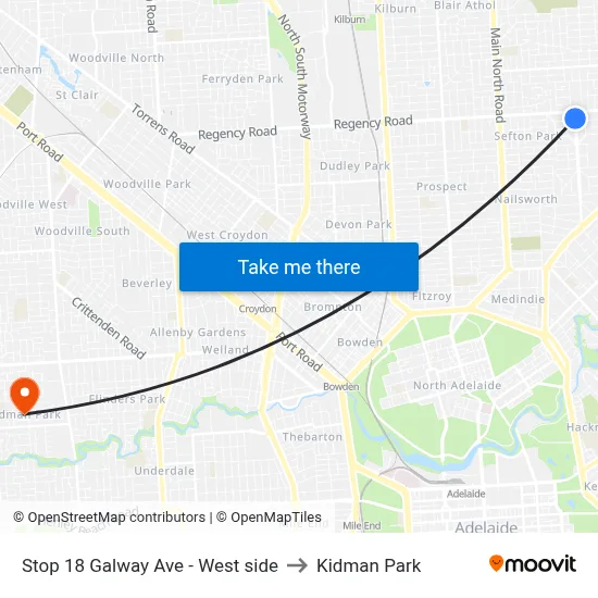 Stop 18 Galway Ave - West side to Kidman Park map