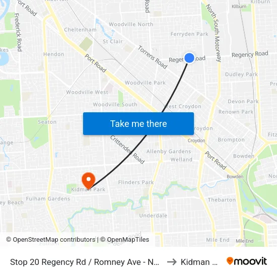 Stop 20 Regency Rd / Romney Ave - North side to Kidman Park map