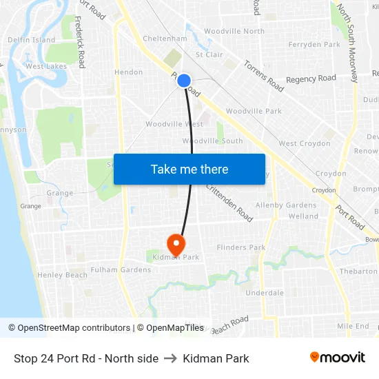 Stop 24 Port Rd - North side to Kidman Park map