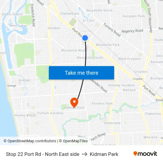 Stop 22 Port Rd - North East side to Kidman Park map