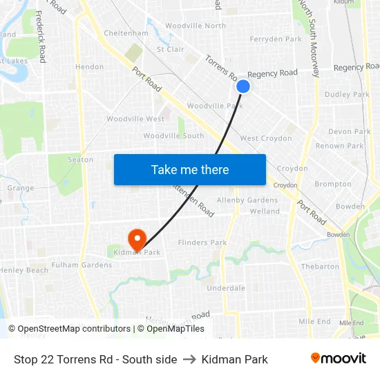 Stop 22 Torrens Rd - South side to Kidman Park map