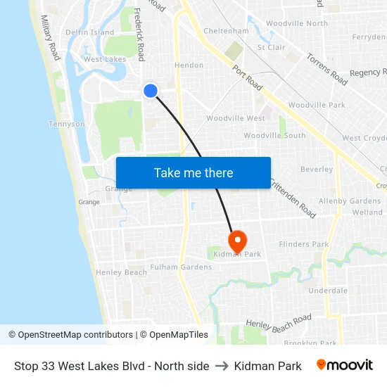 Stop 33 West Lakes Blvd - North side to Kidman Park map