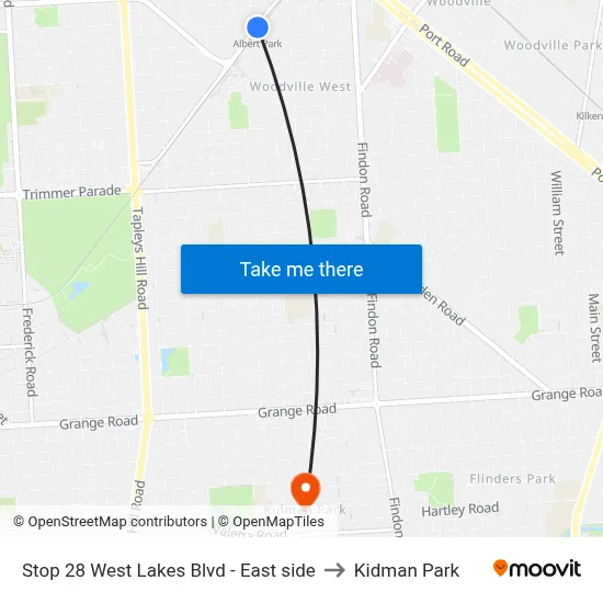 Stop 28 West Lakes Blvd - East side to Kidman Park map