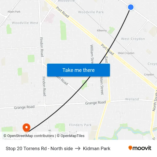 Stop 20 Torrens Rd - North side to Kidman Park map