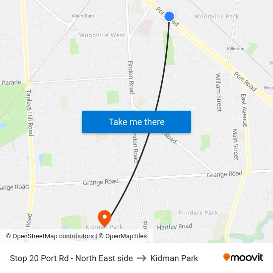 Stop 20 Port Rd - North East side to Kidman Park map