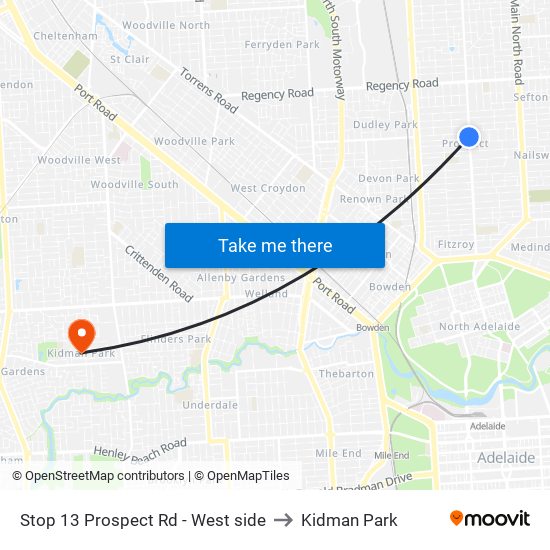 Stop 13 Prospect Rd - West side to Kidman Park map