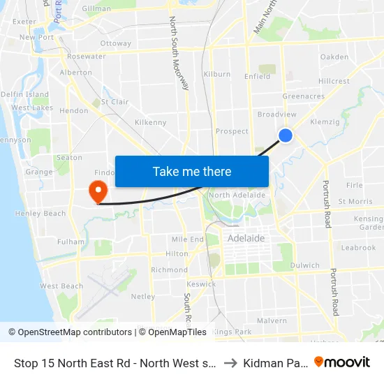 Stop 15 North East Rd - North West side to Kidman Park map