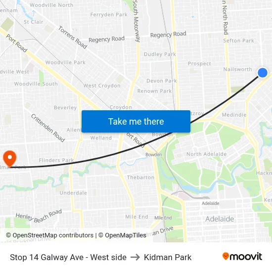 Stop 14 Galway Ave - West side to Kidman Park map