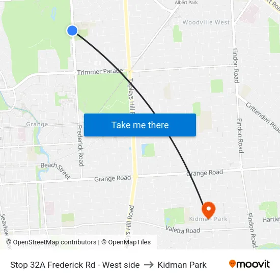 Stop 32A Frederick Rd - West side to Kidman Park map