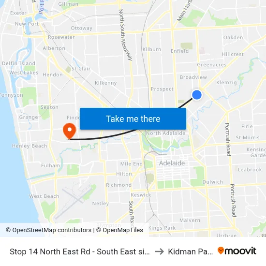 Stop 14 North East Rd - South East side to Kidman Park map