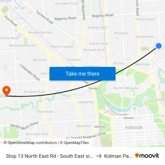 Stop 13 North East Rd - South East side to Kidman Park map