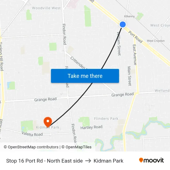 Stop 16 Port Rd - North East side to Kidman Park map